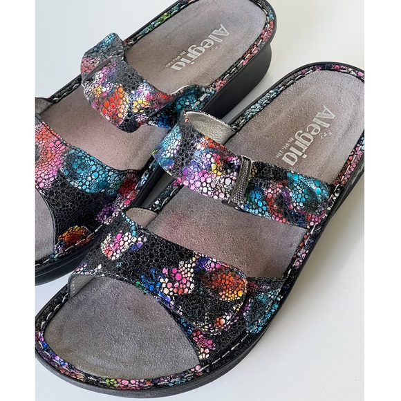 Alegria Karmen Bubblish Two Straps Metallic Rainbow Butterfly Sandals Size 11.5 - Picture 3 of 15